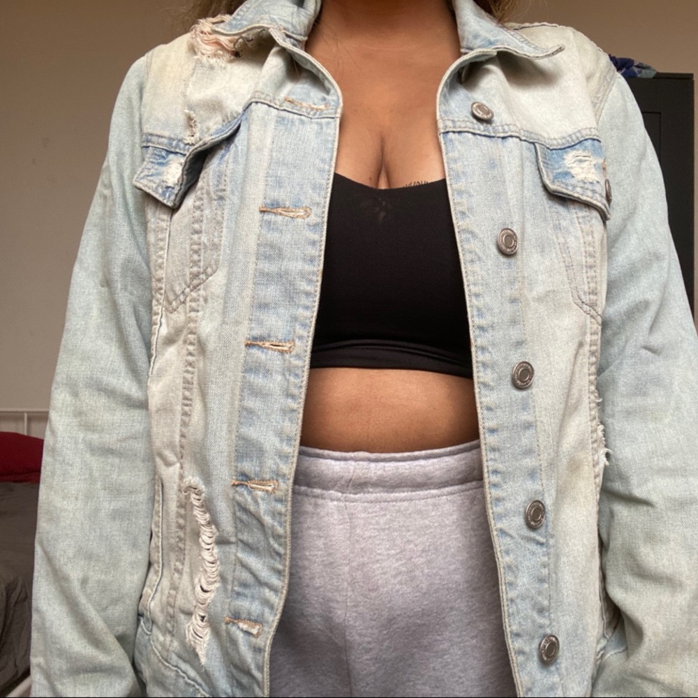 Bluenotes oversized distressed denim jacket